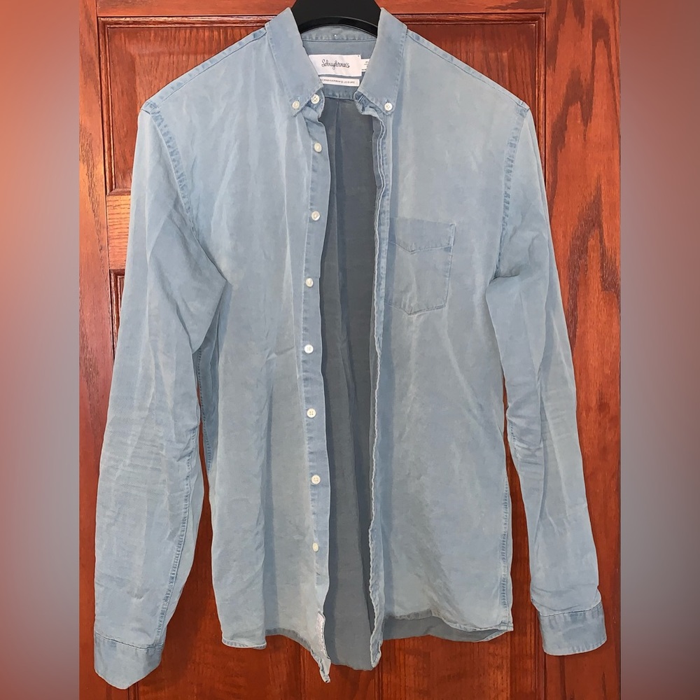 Like New Men’s Schnayderman’s Button Down Jean Shirt Size 41-42 16 1/2